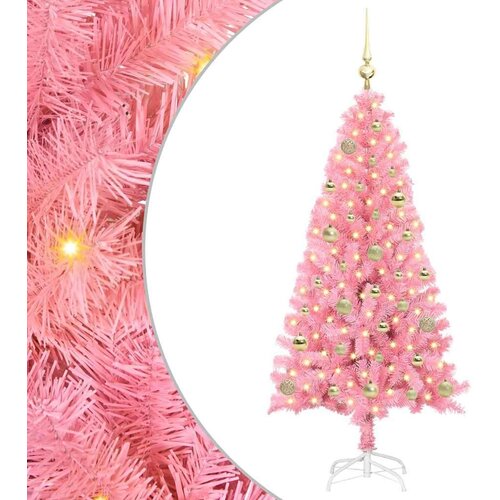 VidaXL Božićno drvce s 150 LED svjetlima Ružičasta 150 cm PVC Slike