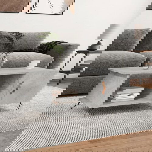 VidaXL Klubska mizica betonsko siva 90x50x40 cm konstruiran les Slike