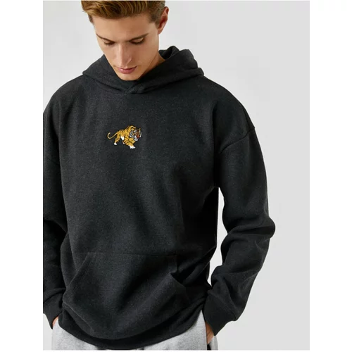 Koton Tiger Embroidered Hoodie Sweatshirt