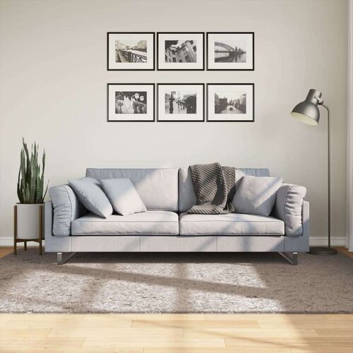  Čupavi moderni tepih s visokim vlaknima bež 160 x 230 cm Cijene