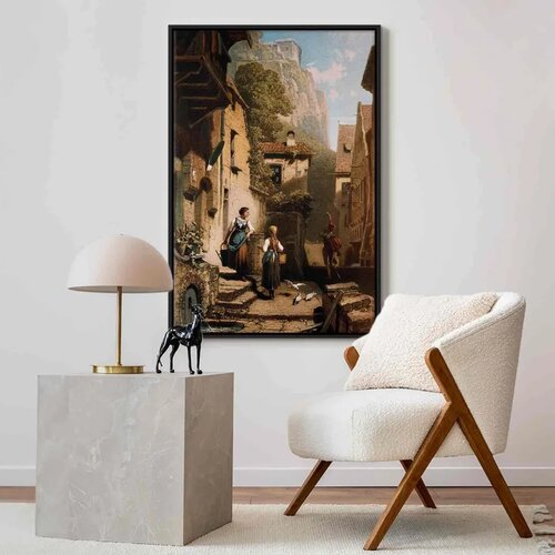  Slika - Carl Spitzweg &amp;ndash; Im Dachst&amp;uuml;bchen 40x60 U crnom drvenom okviru Slike