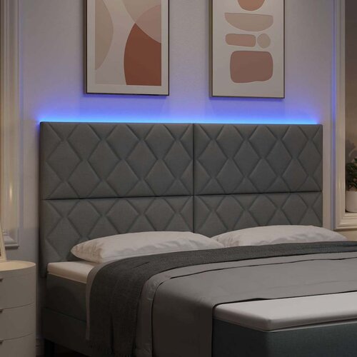  LED glava kreveta Svijetlo siva 180 cm tkanina Slike