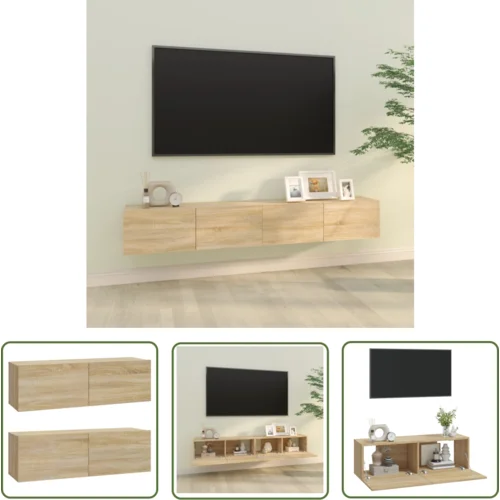 The Living Store TV omarica 2 kosa sonoma hrast 100x30x30 cm konstruiran les - Stenska TV Omarica, (21738305)