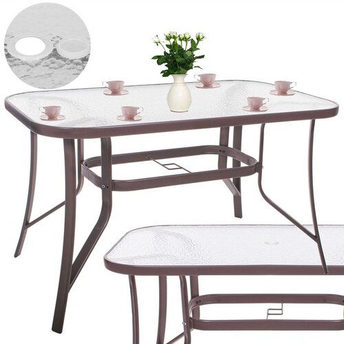 Springos stakleni vrtni stol 120 x 70 x 70 cm smeđi Slike