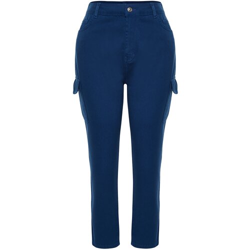 Trendyol Curve Dark Blue Cargo Pocket Detailed Mom Fit Jeans Cene