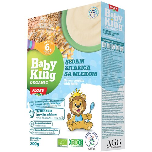 BABY KING Organic sedam žitarica sa mlekom, 200gr Cene