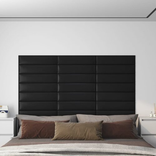 vidaXL Zidne ploče 12 kom crne 60 x 15 cm od umjetne kože 1,08 m² Cijene