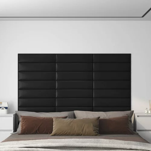 vidaXL Zidne ploče 12 kom crne 60 x 15 cm od umjetne kože 1,08 m²