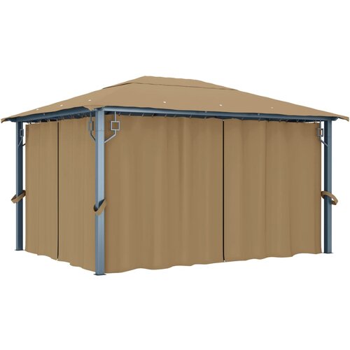 vidaXL paviljon z zaveso 400x300 cm taupe aluminij Cene