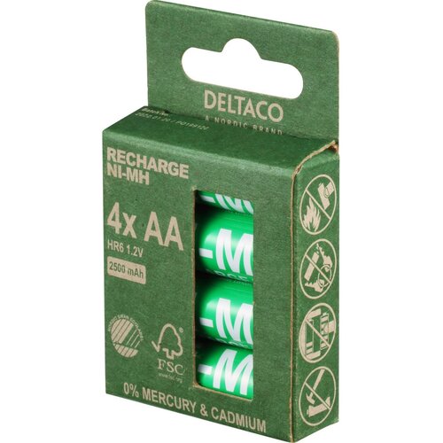 Deltaco Ultimate Ni-Mh polnilna, velikost LR6/AA, 2500mAh, pakiranje 4 kosov Slike