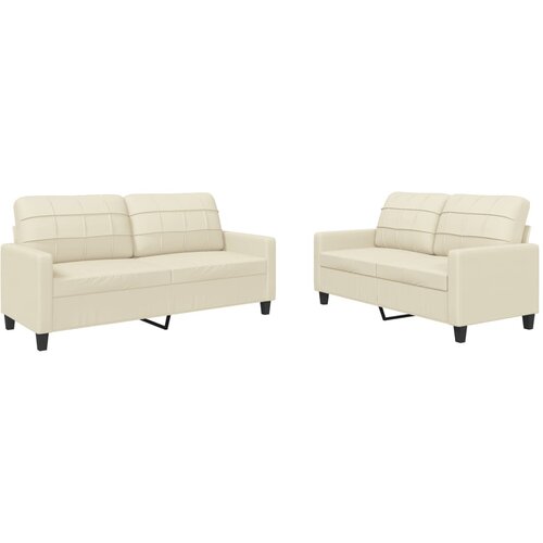 Maison Chic Sedežna garnitura - kavč 2-delna z blazinami krem umetno usnje, (21729202) Cene