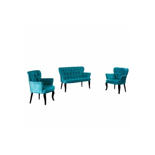 Atelier Del Sofa sofa i dve fotelje paris black wooden petrol blue Slike