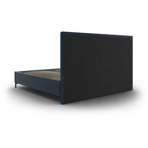 Mazzini Beds Temno modra oblazinjena zakonska postelja s prostorom za shranjevanje z letvenim dnom 200x200 cm Casey &amp;ndash; Slike