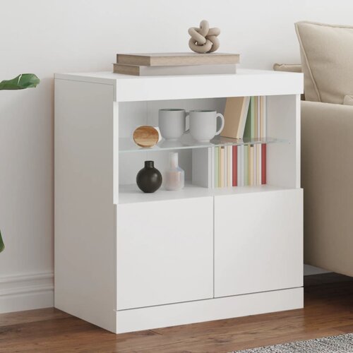  The Living Store Komoda z LED diodami bela 60x37x67 cm - Komoda, (21442401) Slike