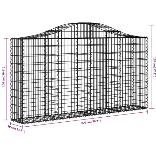  Lučne gabionske ko&amp;scaron;are 30kom 200x30x100/120cm pocinčano željezo Slike