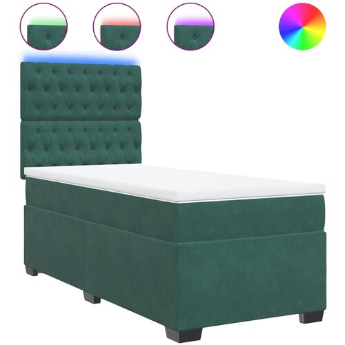 vidaXL Box spring postelja z vzmetnico temno zelen 90x190 cm žamet, (21306221) Cene