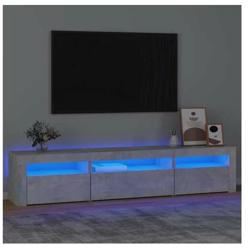  TV omarica z LED lučkami betonsko siva 195x35x40 cm