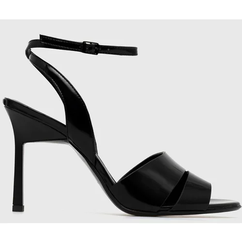 Calvin Klein Usnjeni sandali GEO STIL SANDAL 90HH črna barva, HW0HW01462