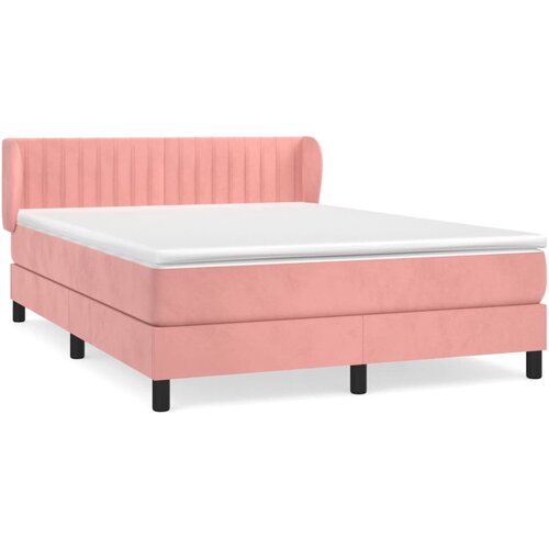 VidaXL Box spring postelja z vzmetnico roza 140x200 cm žamet, (20895701) Slike