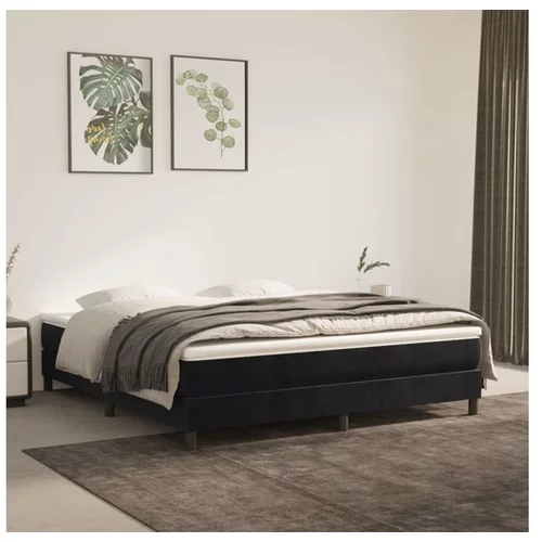  Box spring postelja z vzmetnico črna 160x200 cm žamet