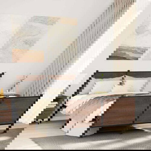 Furnova Kovinski posteljni okvir brez vzmetnice rjavi hrast 120x200 cm, (21937646) Slike