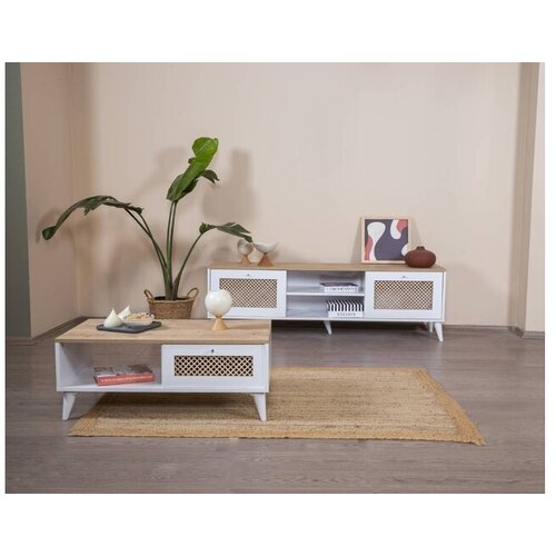 Hanah home goose - white, oak whiteoak coffee table Cene
