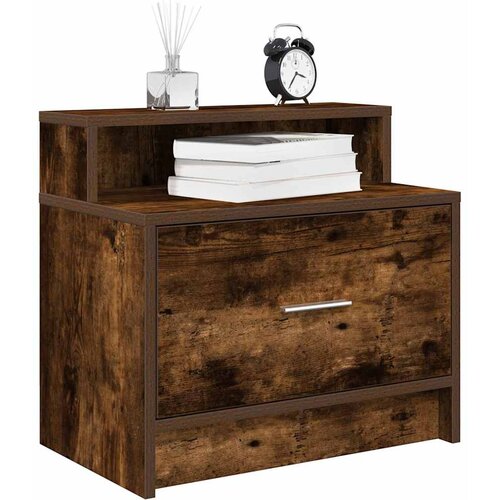 VidaXL Nočne omarice s predalom 2 kosa dimljeni hrast 51x31x47 cm Slike