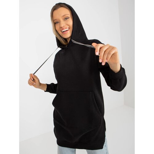 Fashion Hunters Black smooth kangaroo sweatshirt with a hood Slike