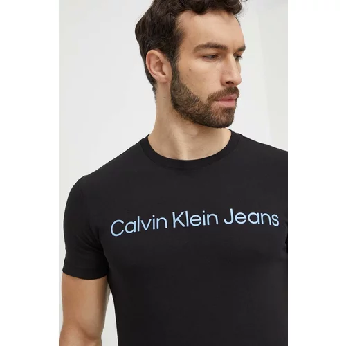 Calvin Klein Jeans Bombažna kratka majica črna barva