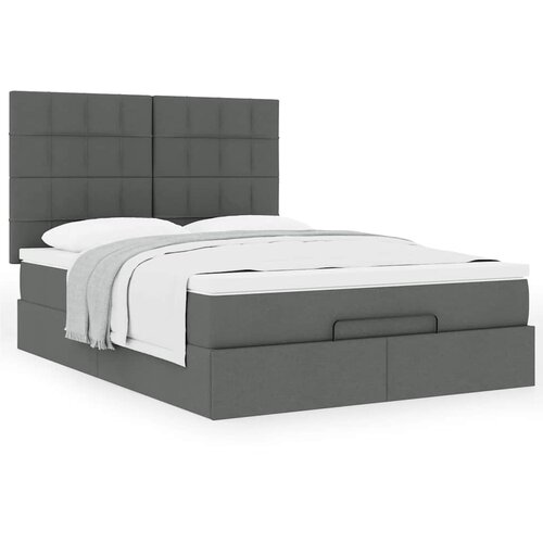 VidaXL Otomanski krevet s madracem tamnosivi 140x190cm od tkanine Slike