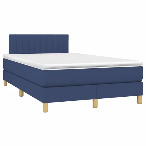 vidaXL Box spring postelja z vzmetnico modra 120x190 cm blago, (21111228)