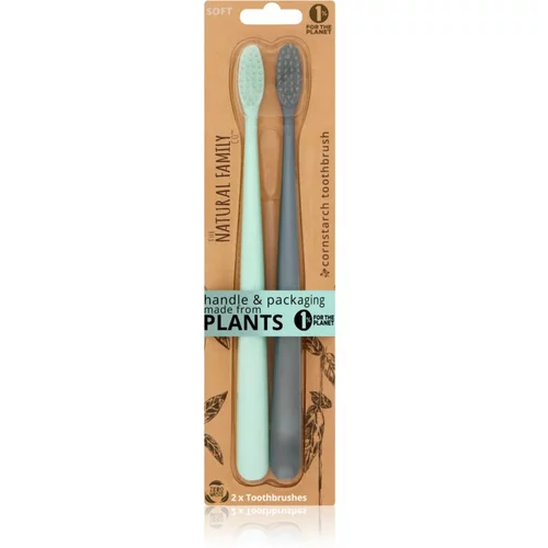 Natural Family CO. twin Pack Bio Toothbrush - Rivermint & Ivory Desert