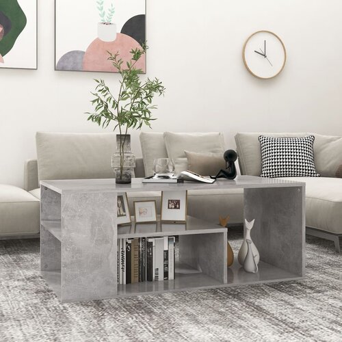 The Living Store Klubska mizica betonsko siva 100x50x40 cm iverna plo&amp;scaron;ča - Klubska Mizica, (21573823) Slike