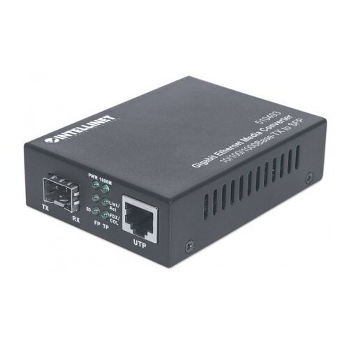 Intellinet Gigabit Ethernet to SFP Media Converter, 10 /100 /1000Base-Tx to SFP slot, empty (Euro 2-pin plug) Cene