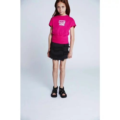 Dkny Otroška bombažna kratka majica roza barva
