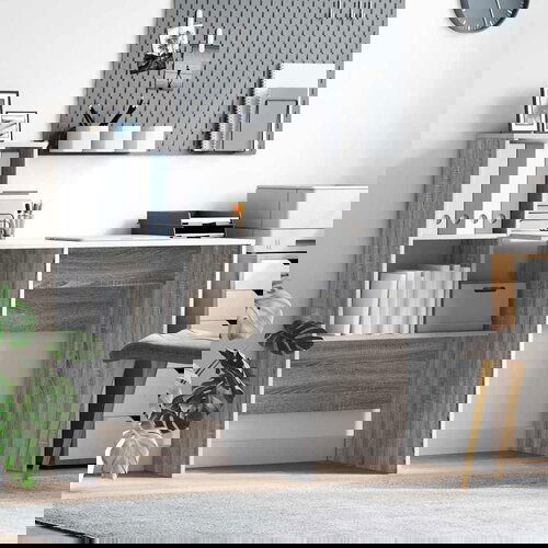 VidaXL Stol Sivi hrast sonoma 131.5 x 50 x 106.5 cm Konstruirano drvo Slike