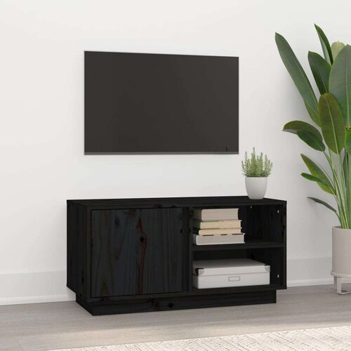 TV ormarić Crna 80 x 35 x 40 5 cm od masivne borovine Slike