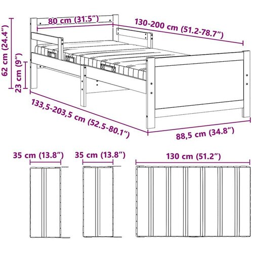  Okvir za krevet s madracem Vo&amp;scaron;tano smeđa 80 x 200 cm Slike