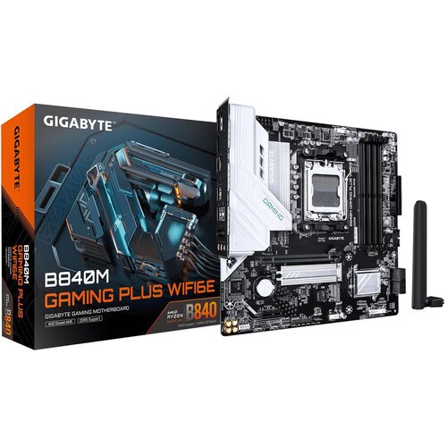 Gigabyte B840M GAMING PLUS WIFI6E Motherboard - AMD Ryzen 9000 CPUs, 8+2+2 Phases VRM, up to 8200MHz DDR5(O.C), 2xPCIe 4.0 M.2, Wi-Fi 6E, 1GbE LAN, USB 3.2 Gen 2 Cijene