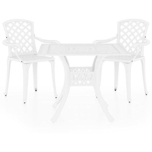 VidaXL Bistro garnitura 3-delna liti aluminij bela, (20678704) Slike