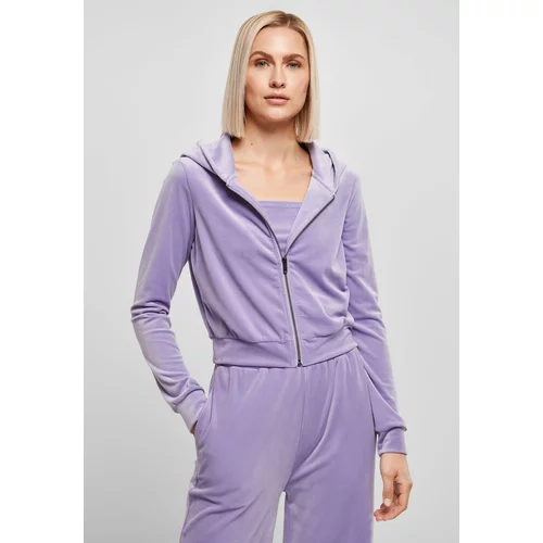 UC Curvy Women's Short Velvet Lavender Hooded Zipper