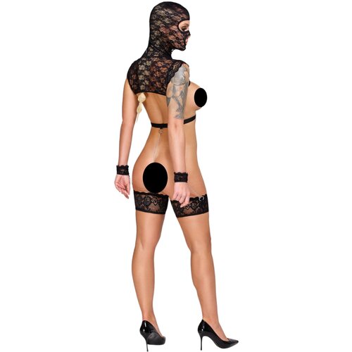 Bad Kitty Lace Bondage Lingerie Set with Mask 2480565 Black S Slike