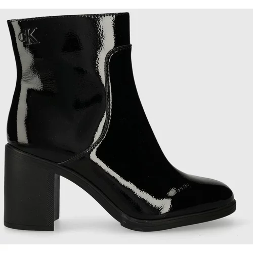 Calvin Klein Jeans Gležnarji MID BLOCK HEEL BOOT NAPLAK WN ženski, črna barva, YW0YW01258