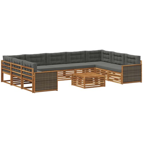  Set vanjskih sofa 10 kom. Prirodna i antracit Smeđa Slike