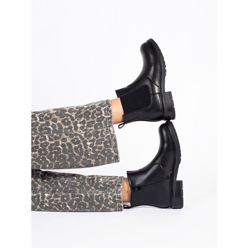 Sergio Leone Women&amp;#039;s black Chelsea boots made of natural leather by Slike