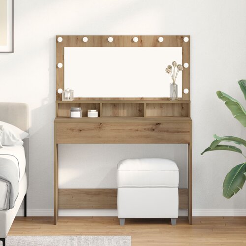 VidaXL Artisan hrast Konstruirano drvo 100 x 41 x 135 cm Ogledalo Slike
