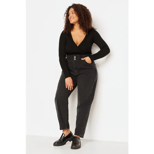 Trendyol Curve Plus Size Jeans - Schwarz - Mom