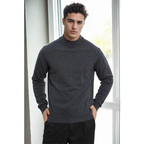 Dewberry 64721 Half Turtleneck Woolen Mens Knit Sweater-ANTHRACITE