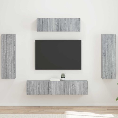vidaXL TV omarica 5 pcs Siva Sonoma - - Siva - 65.4 - 31 x 29,5 x 100 cm - 2025--Uvoz_2 Cene
