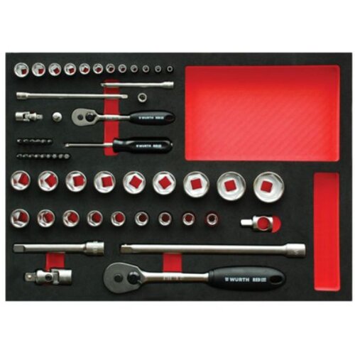 W&amp;uuml;rth red Line Set Nasadnih Ključeva 1/2&amp;#039;&amp;#039;1/4&amp;#039;&amp;#039; U Neoprenu, 57 komada. Slike